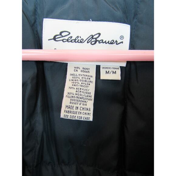 Eddie Bauer Women's Medium Dark Teal Goose Down Feather Coat Adjustable *flawed* - Picture 9 of 15